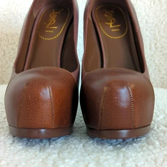 Yves Saint Laurent - 2 Tone Brown Leather Tribtoo Pumps - Picture 3 of 12